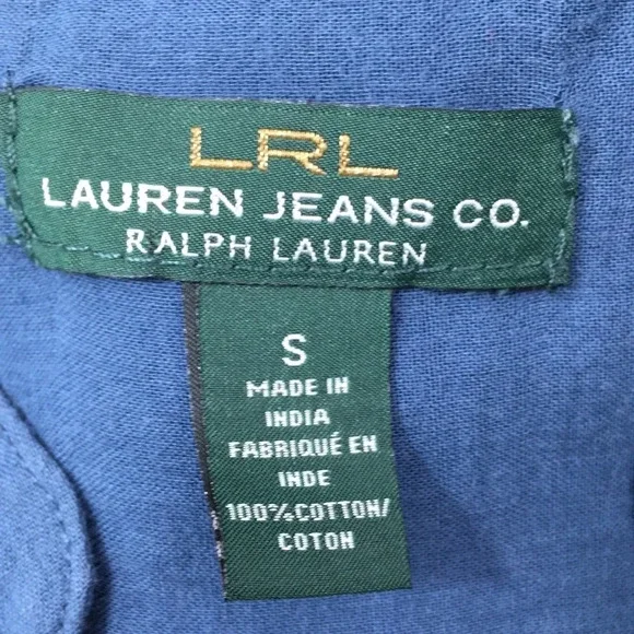 Lauren Jeans Co Blue Ruffle‎ Button Front Shirt - Picture 5 of 9